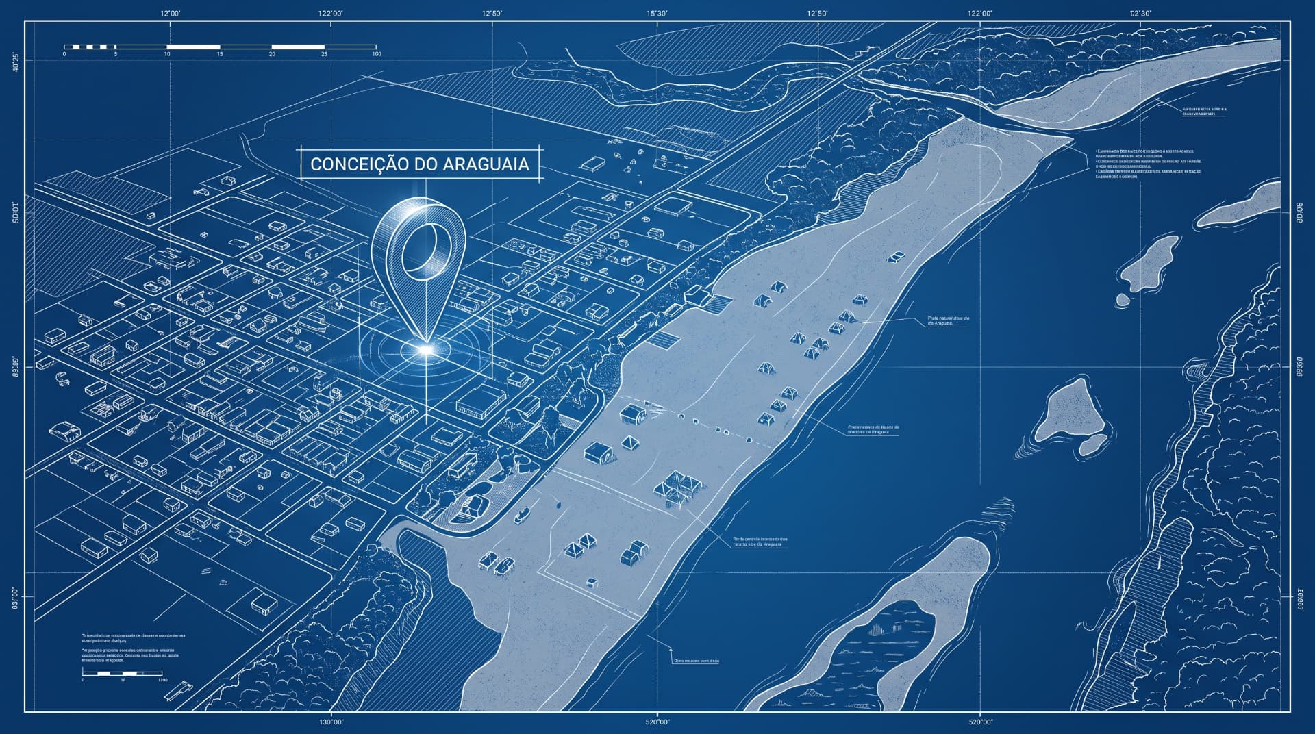 Mapa Blueprint ilustrativo de Conceição do Araguaia